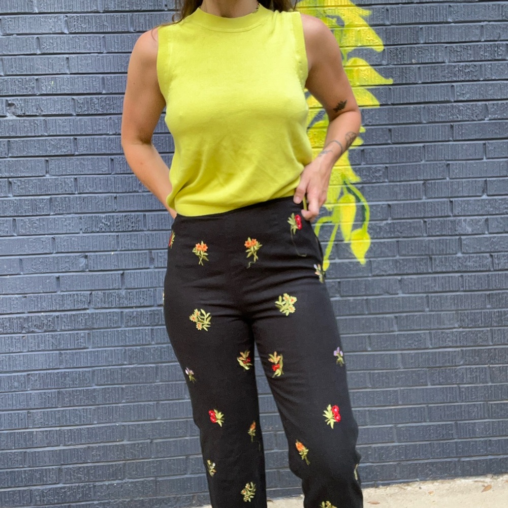 Nicole Studio Floral Embroidered Pants